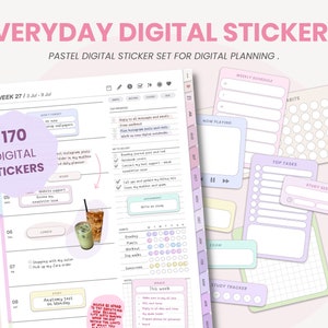 Student Digital Stickers | Study Stickers Bundle | Everyday Life Stickers | Cute Pastel Digital Stickers for iPad Goodnotes by MADEtoPLAN