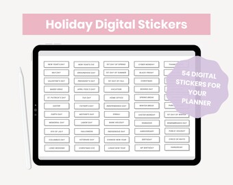 Digital Holiday Stickers | Yearly Event and National Holidays Stickers | Holiday Reminder | iPad Sticker Labels for Goodnotes Elements