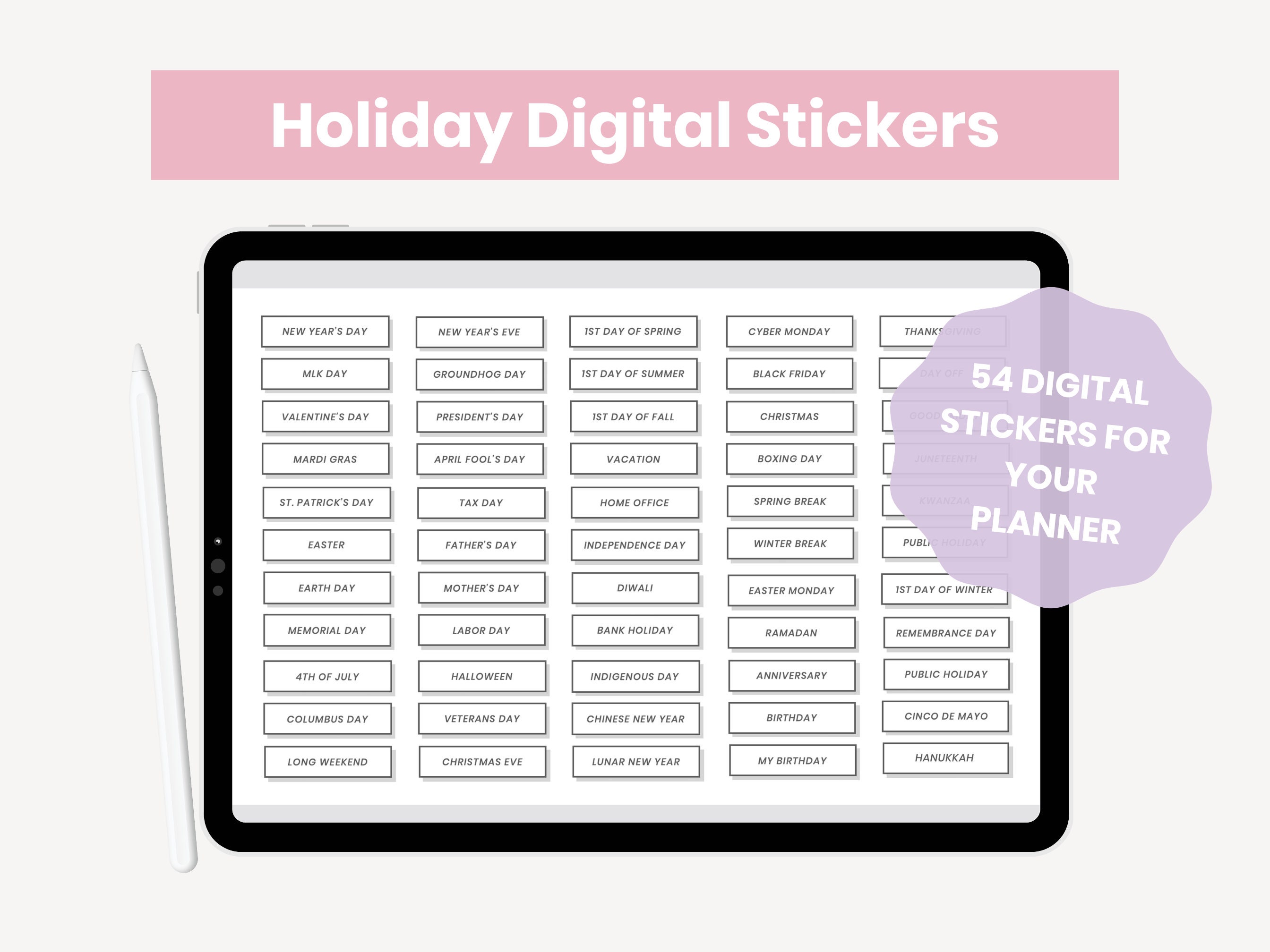NATIONAL U.S. HOLIDAYS Digital Stickers Federal Holidays 