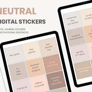 Digital Stickers | Neutral Tones Motivational Quotes | Digital Sticky Notes | iPad Stickers | PNG, Goodnotes, Notability | Digital Planner
