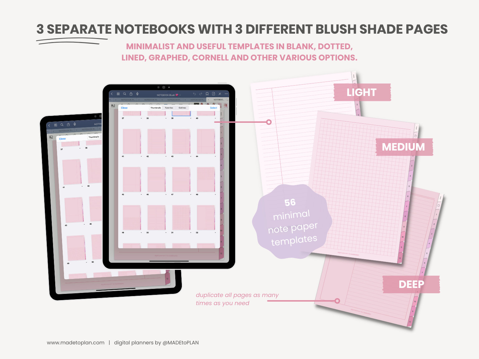 Portrait Digital Notebook | Pink Digital Note Paper Templates |student ...