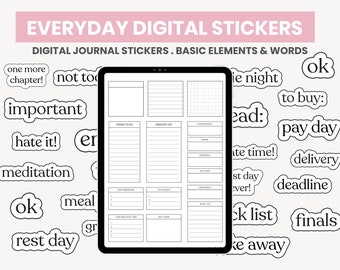 Adesivos digitais diários | Elementos Goodnotes | adesivo funcional digital | Etiquetas diárias para notas digitais | Adesivos de iPad para Goodnotes