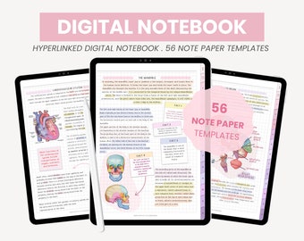 Portrait Digital Notebook | Student Note Taking Digital Notepad | Digital Note Paper Templates + Sticky Notes iPad Goodnotes by MADEtoPLAN