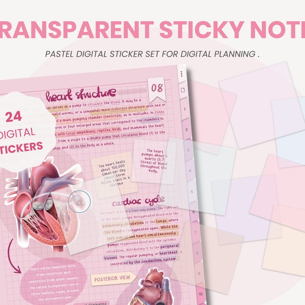 Transparent Digital Planner Stickers | Functional PNG Digital Stickers | Student Digital Sticky Notes for iPad Goodnotes by MADEtoPLAN