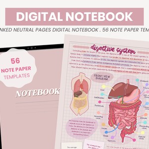Carta per appunti digitale neutra / Quaderno digitale da 12 soggetti / Modello per prendere appunti digitali con collegamento ipertestuale per iPad per studenti Goodnotes di MADEtoPLAN