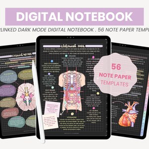 Dark Mode Digital Notebook | 12 Subject Digital Notebook for Students | Digital Note Taking Templates for iPad Goodnotes by MADEtoPLAN