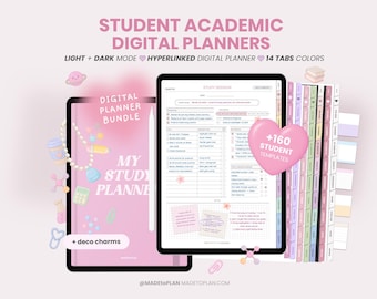 Student Planner BUNDLE Academic Digital Planner, College Study Planner, Assignments, Undated Daily Weekly Monthly iPad Goodnotes MADEtoPLAN