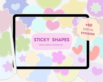 Abstract Digital Stickers Bundle | Pastel Sticky Shapes | Shape Functional Student Digital Sticky Notes for iPad Goodnotes by MADEtoPLAN
