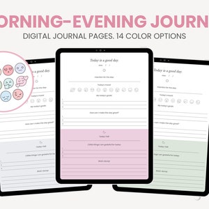 Morning and Evening Journal | Digital Daily Journal | Gratitude and Reflection Journal | iPad Template Planner for Goodnotes Notability