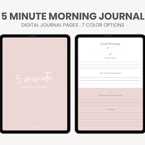 5 Minute Morning Journal Digital | Digital Gratitude Journal | Daily Reflection Journal | iPad Journal Planner for Goodnotes Notability