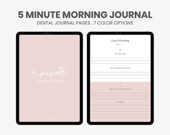 Diario matutino de 5 minutos Digital / Diario de gratitud digital / Diario de reflexión diaria / Planificador de diario de iPad para la notabilidad de Goodnotes