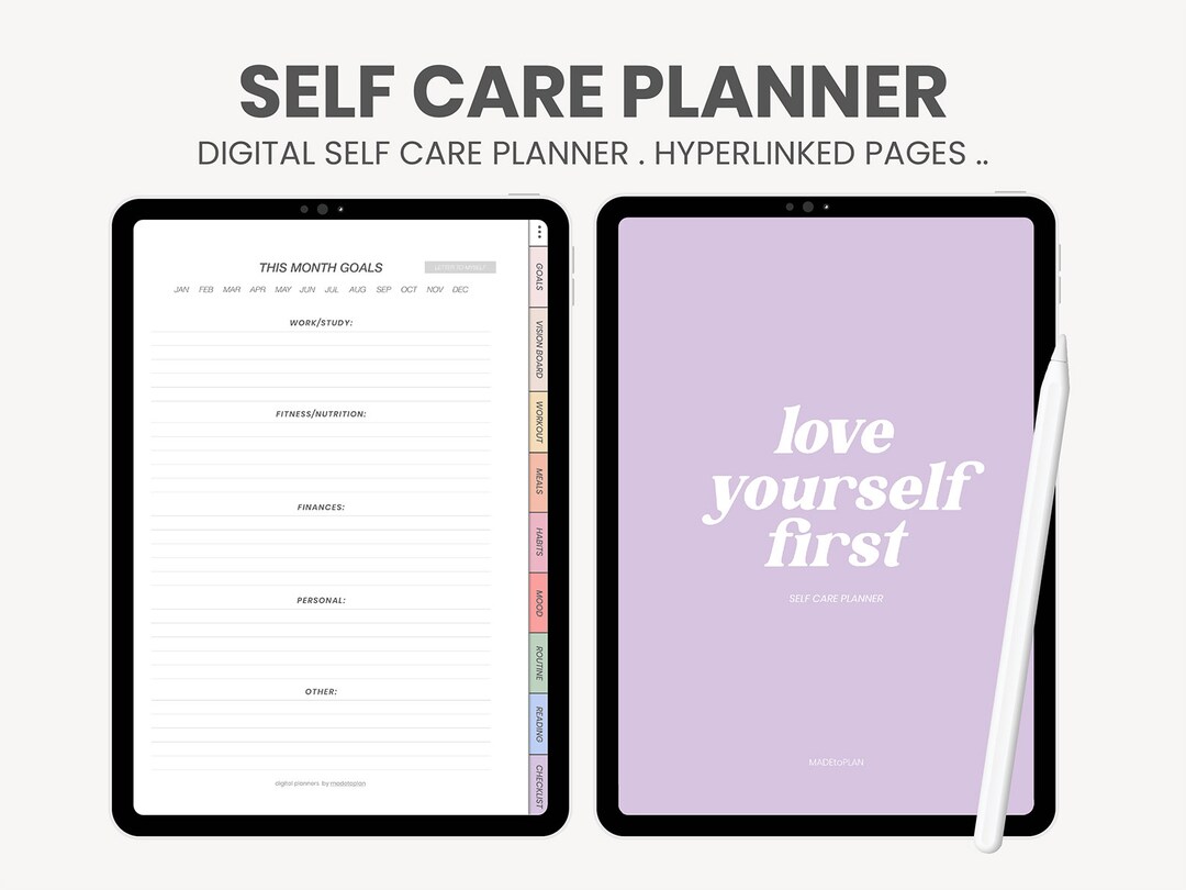 Self Care Digital Planner Digital Gratitude and Daily Reflection Journal Health and Wellness