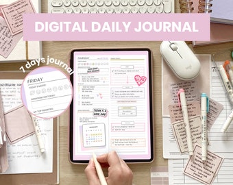 Minimalist Digital Journal | Undated Daily Planner | Minimalist Daily Journal Dashboard | iPad Tablet Template for Goodnotes, Notability