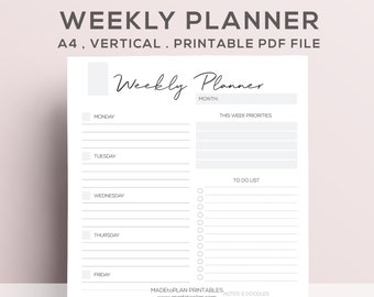 Home Office Organization - Weekly Planner Printable - Weekly Planner - Weekly Planner Pages - Weekly Planner Organizer - Student Planner -