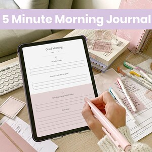 5 Minute Morning Journal Digital | Digital Gratitude Journal | Daily Reflection Journal | iPad Journal Planner for Goodnotes Notability