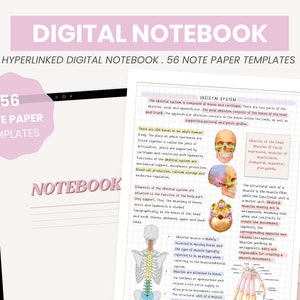 Portrait Digital Notebook | Student Note Taking Digital Notepad | Digital Note Paper Templates + Sticky Notes iPad Goodnotes by MADEtoPLAN