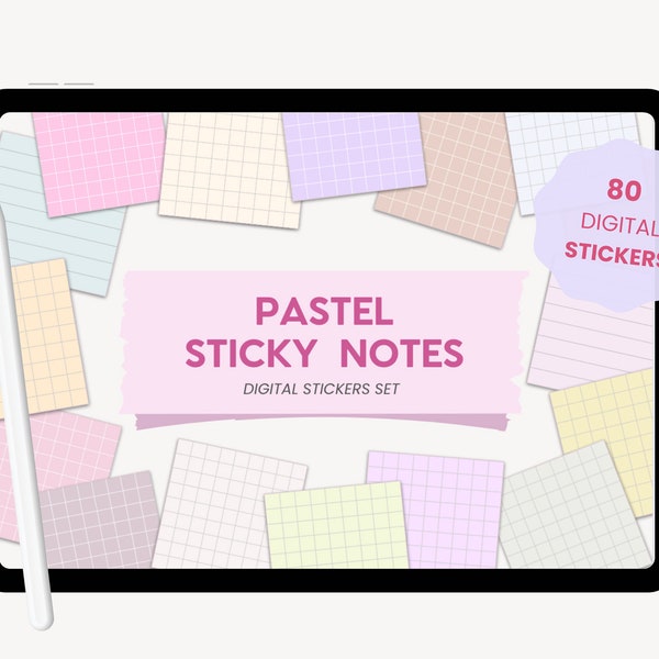 Pastel Digital Planner Stickers | Functional PNG Pastel Digital Stickers | Student Digital Sticky Notes for iPad Goodnotes by MADEtoPLAN