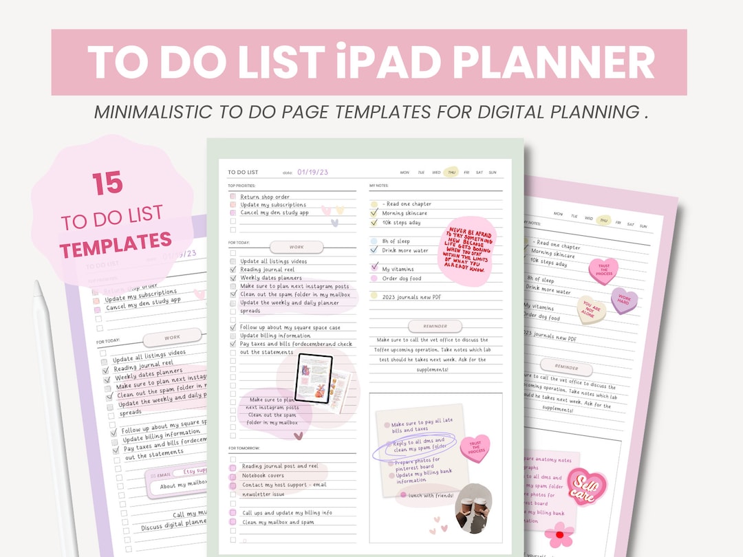 To Do List Digital Planner | Task List Checklist | Minimalist to Do ...