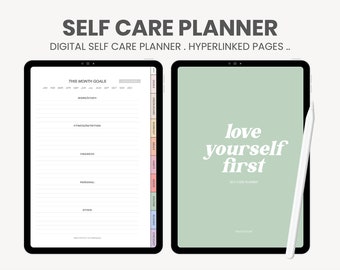 Self Care Digital Planner | Digital Gratitude and Daily Reflection Journal | Health and Wellness iPad Planner for Goodnotes Notability
