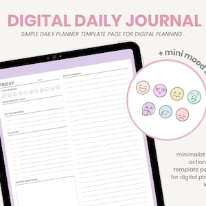 Minimalist Digital Journal | Undated Daily Planner | Minimalist Daily Journal Dashboard | iPad Tablet Template for Goodnotes, Notability