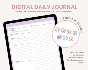 Minimalist Digital Journal | Undated Daily Planner | Minimalist Daily Journal Dashboard | iPad Tablet Template for Goodnotes, Notability