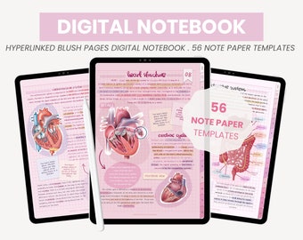 Roze digitale notitieboekbundel | Portret digitale notitieboekjes | Studentennotitieboekje | Digital Blush Notes-sjablonen voor iPad Goodnotes van MADEtoPLAN