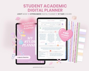 Student Planner, Academic Digital Planner, College Study Planner, Assignments, Undated Daily Weekly Monthly iPad Goodnotes MADEtoPLAN