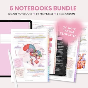 6 Student Digital Notebooks Bundle | Hyperlinked Note Taking Templates | College Academic Student Notebook for iPad Goodnotes by MADEtoPLAN