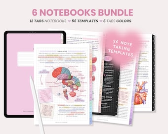6 Student Digital Notebooks Bundle | Hyperlinked Note Taking Templates | College Academic Student Notebook for iPad Goodnotes by MADEtoPLAN