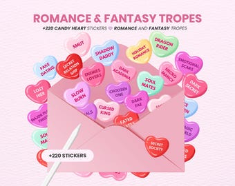 Romance Fantasy Tropes Candy Conversation Hearts Digital Stickers for Reading Journal | Book Lover Stickers for GoodNotes by MADEtoPLAN