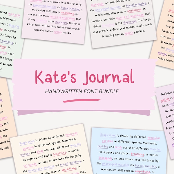 Kates Journal Schriftart | Ordentliche handgeschriebene Schrift | Niedliche Handschrift | Realistische Schriftart für Digitalen Planer | Schriftart für Digitale Notizen von MADEtoPLAN