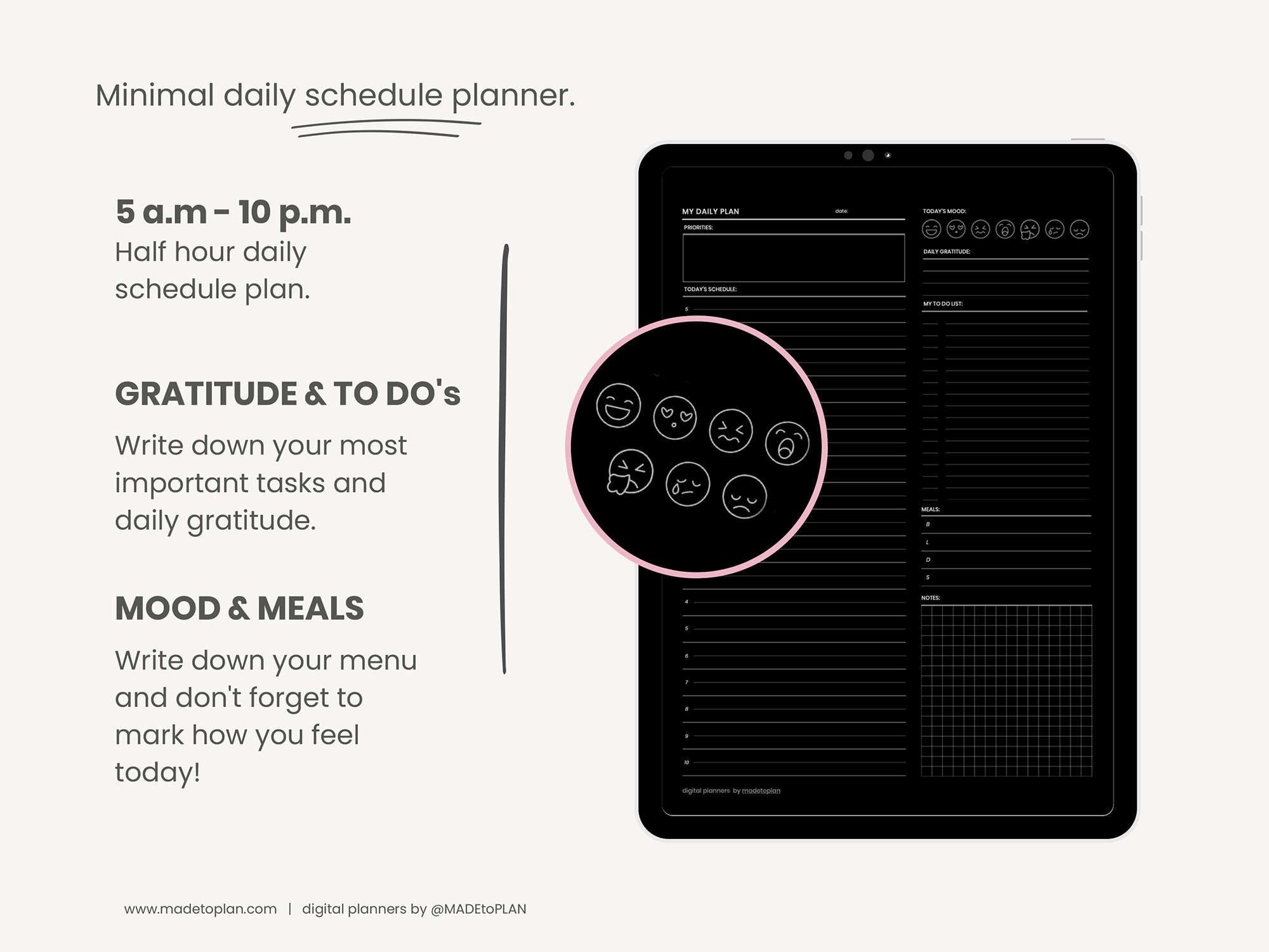 Bloc-notes quotidien numérique Agenda numérique liste de tâches Agenda  numérique portrait Horaire quotidien Agenda iPad pour Goodnotes par  MADEtoPLAN -  Canada