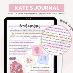 Police du journal de Kate | Police manuscrite soignée pour les notes numériques et la planification numérique | « Police de caractère pour étudiant prenant des notes sur iPad » par MADEtoPLAN