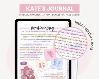 Kate's Journal Font | Neat Handwritten Font for Digital Notes and Digital Planning | Font for Student Note Taking iPad by MADEtoPLAN