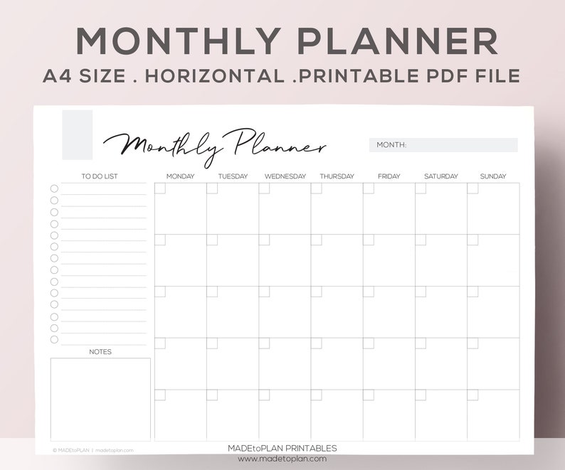 Monthly Planner Undated