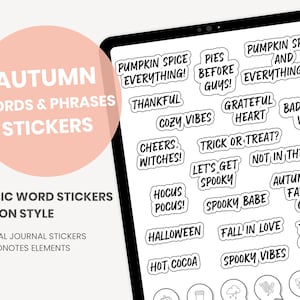 Autumn Digital Stickers | Daily Simple Icon Stickers | Fall & Halloween Stickers | Word and Phrases iPad Stickers for Goodnotes Notability