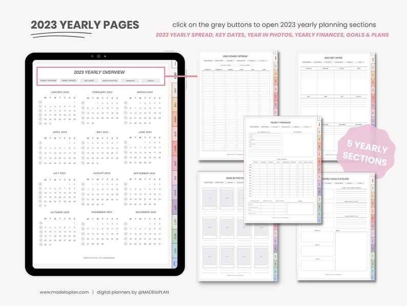 2023 Digital Planner 2023 Portrait Planner 2023 Dated Etsy