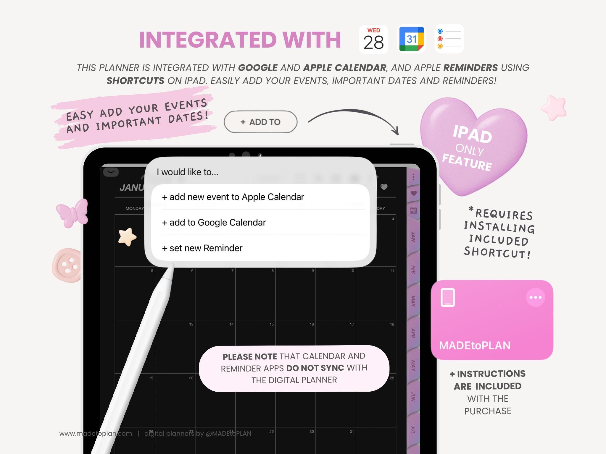 2026 Dark Mode Digital Planner| Hyperlinked Portrait Dated Monthly ...