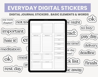 Adesivos digitais diários | Elementos Goodnotes | adesivo funcional digital | Etiquetas diárias para notas digitais | Adesivos de iPad para Goodnotes