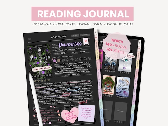 Digital Reading Journal | Dark Mode Reading Planner | Dark Academia Book Journal | Reading Log Tracker for iPad Goodnotes by MADEtoPLAN