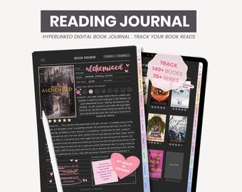 Digital Reading Journal | Dark Academia Black Reading Planner | Book Review Journal | Reading Log Tracker for iPad Goodnotes by MADEtoPLAN