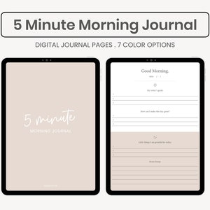 5 Minute Morning Journal Digital | Digital Gratitude Journal | Daily Reflection Journal | iPad Journal Planner for Goodnotes Notability