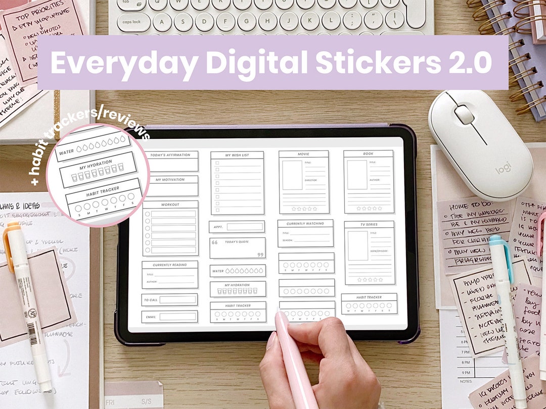 Essential Widget Stickers | Minimalist Everyday Digital Stickers ...