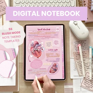Cyfrowy notatnik portretowy | Cyfrowy notatnik do robienia notatek dla uczniów | Szablony cyfrowych notatek + notatki samoprzylepne iPad Goodnotes firmy MADEtoPLAN
