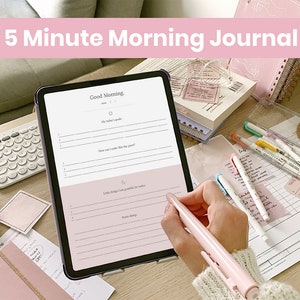 5 Minute Morning Journal Digital | Digital Gratitude Journal | Daily Reflection Journal | iPad Journal Planner for Goodnotes Notability