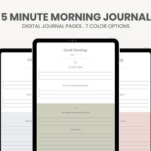 5 Minute Morning Journal Digital | Digital Gratitude Journal | Daily Reflection Journal | iPad Journal Planner for Goodnotes Notability