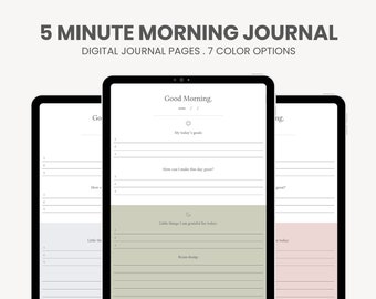5 Minute Morning Journal Digital | Digital Gratitude Journal | Daily ...