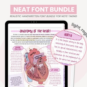 Cute and Neat Handwriting Font Bundle for Note Taking | Kate&#39;s Journal Font | Realistic Handwritten Font Goodnotes Notability by MADEtoPLAN