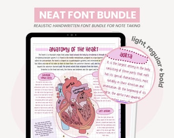 Cute and Neat Handwriting Font Bundle for Note Taking | Kate's Journal Font | Realistic Handwritten Font Goodnotes Notability by MADEtoPLAN