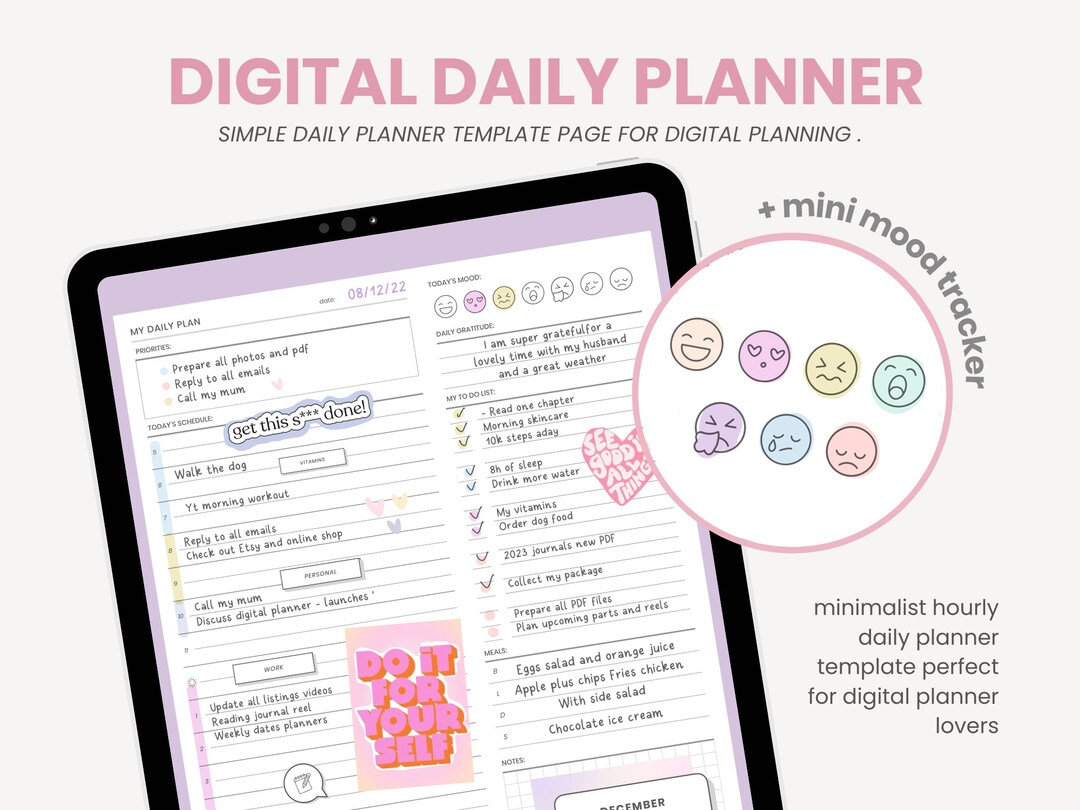 Digital Daily Planner | Undated Schedule Planner | Daily Overview ...